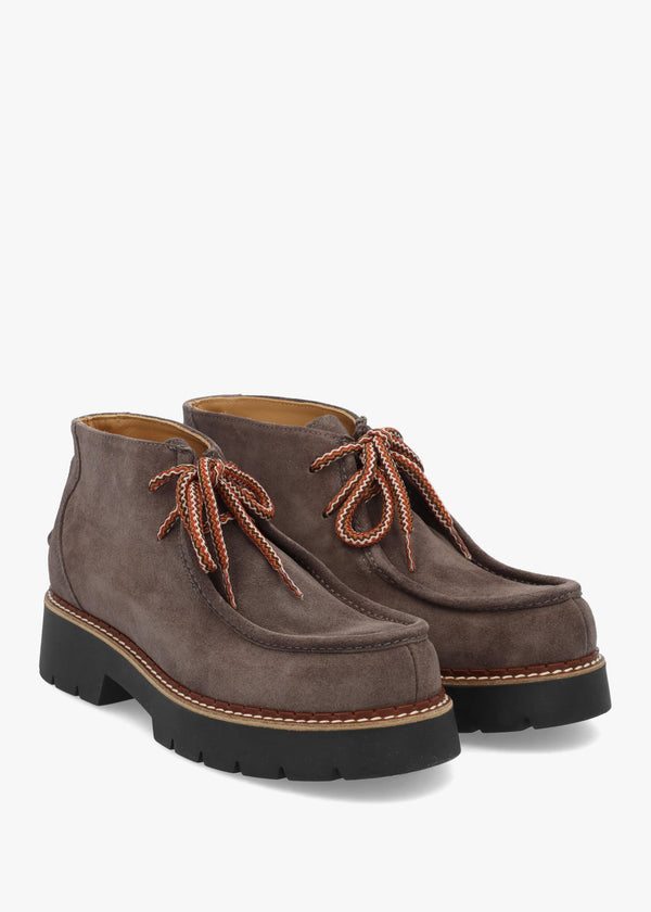 Ashton Dark Grey Brown Suede Moccasin Ankle Boots