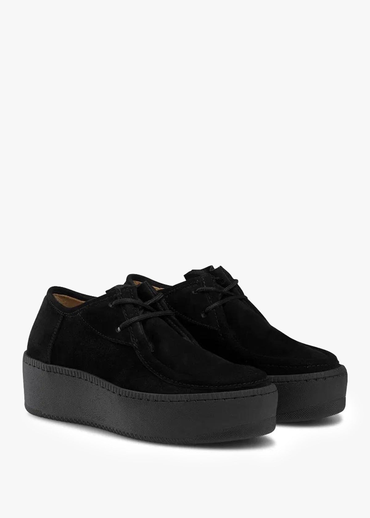 Cactus Black Suede Lace Up Moccasin Trainers