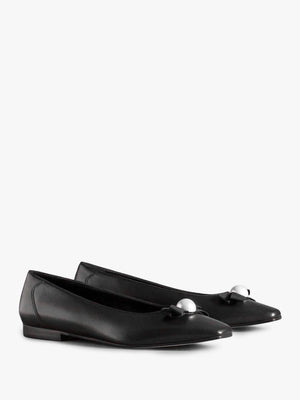 Carden Black Leather Ballet Pumps