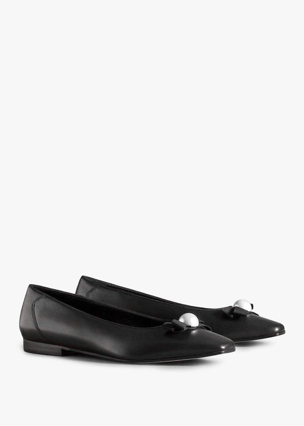 Carden Black Leather Ballet Pumps