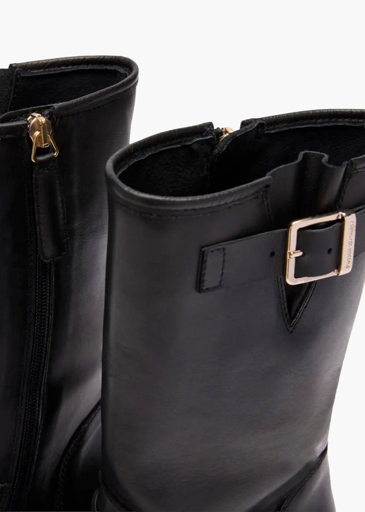 City Bike Black Leather Tall Biker Boots