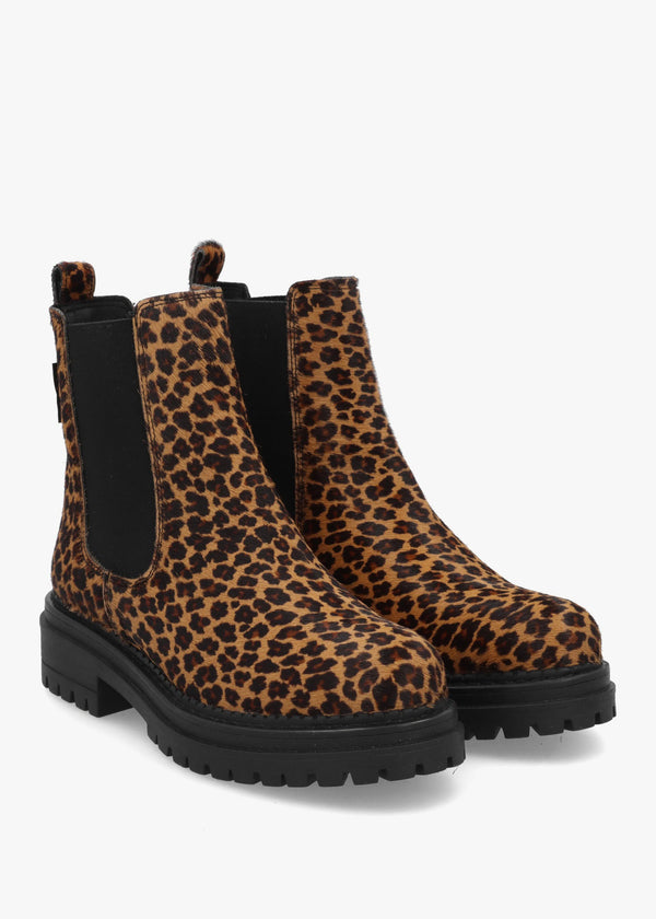 Company Combat Leopard Pony Hair Chelsea Boots