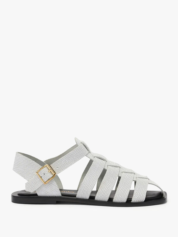 Eastby White Leather Reptile Fisherman Sandals