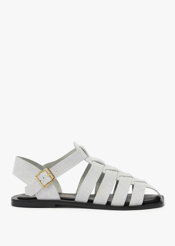 Eastby White Leather Reptile Fisherman Sandals
