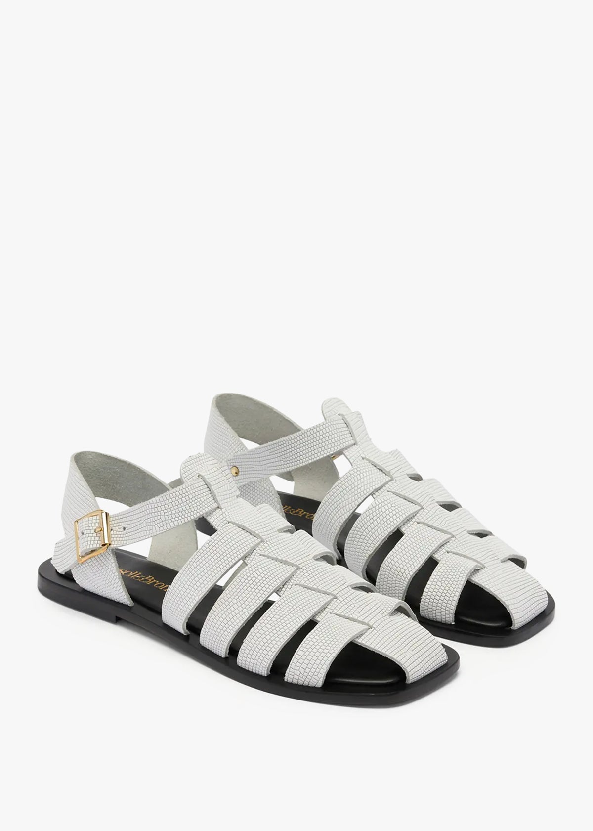 Eastby White Leather Reptile Fisherman Sandals