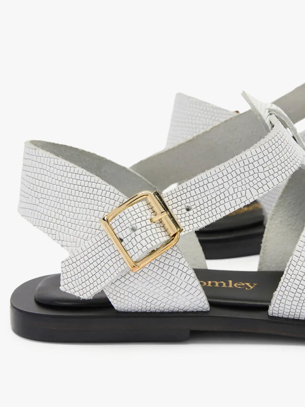 Eastby White Leather Reptile Fisherman Sandals