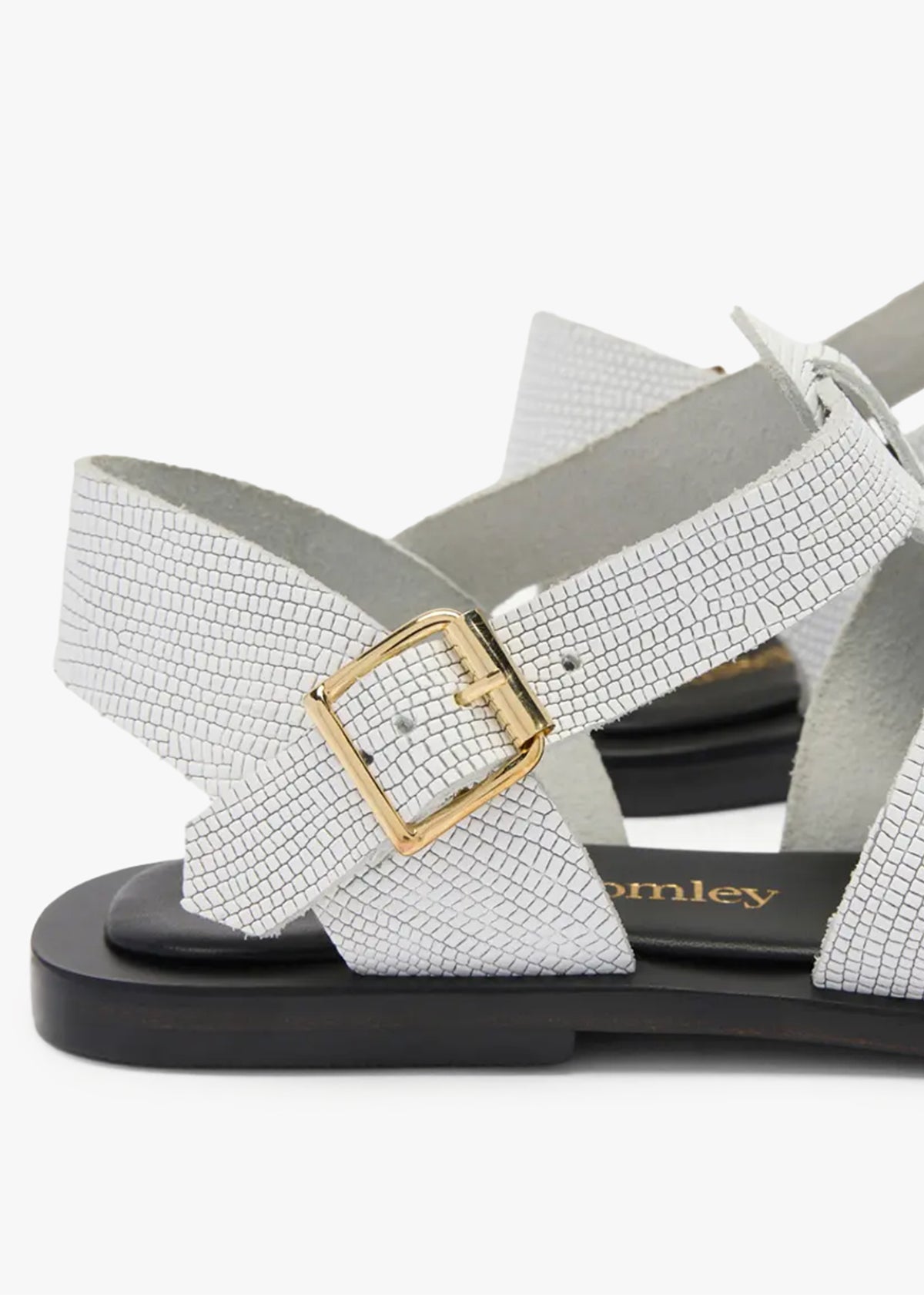 Eastby White Leather Reptile Fisherman Sandals