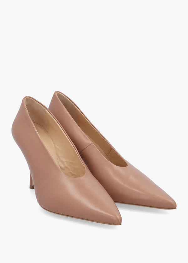 Easton Blush Leather Heeled Court Shoes