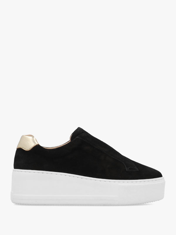 RUSSELL & BROMLEY Park Up Laceless Black Suede Flatform Trainers