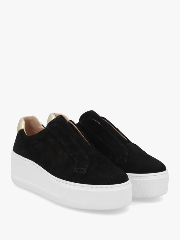 RUSSELL & BROMLEY Park Up Laceless Black Suede Flatform Trainers