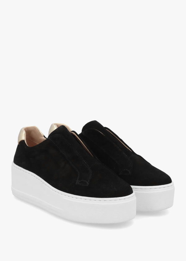 RUSSELL & BROMLEY Park Up Laceless Black Suede Flatform Trainers
