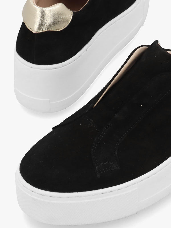 RUSSELL & BROMLEY Park Up Laceless Black Suede Flatform Trainers