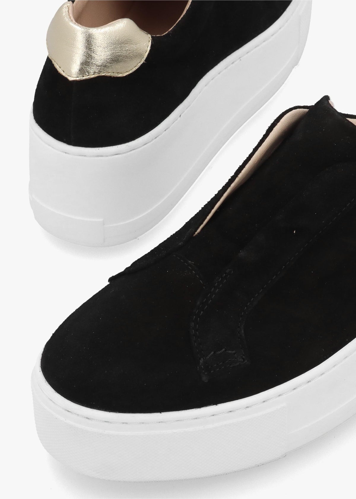 RUSSELL & BROMLEY Park Up Laceless Black Suede Flatform Trainers