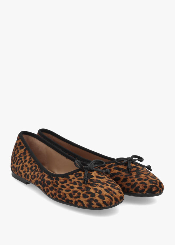 Alie Leopard Pony Hair Ballerina Pumps