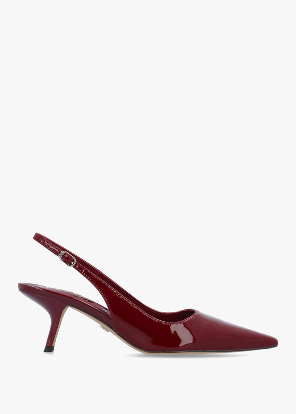 Bianka Burgundy Patent Leather Sling Back Court Shoes