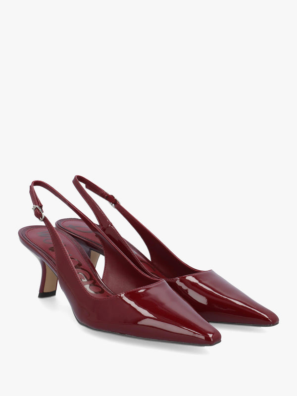 Bianka Burgundy Patent Leather Sling Back Court Shoes