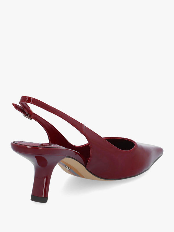 Bianka Burgundy Patent Leather Sling Back Court Shoes