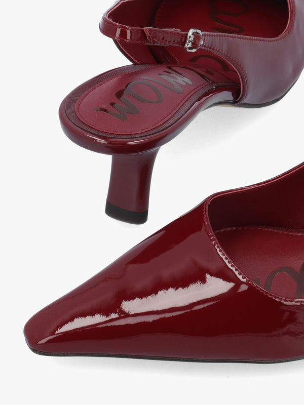 Bianka Burgundy Patent Leather Sling Back Court Shoes