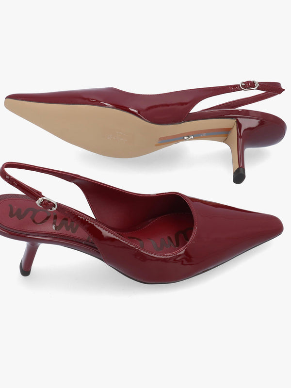 Bianka Burgundy Patent Leather Sling Back Court Shoes