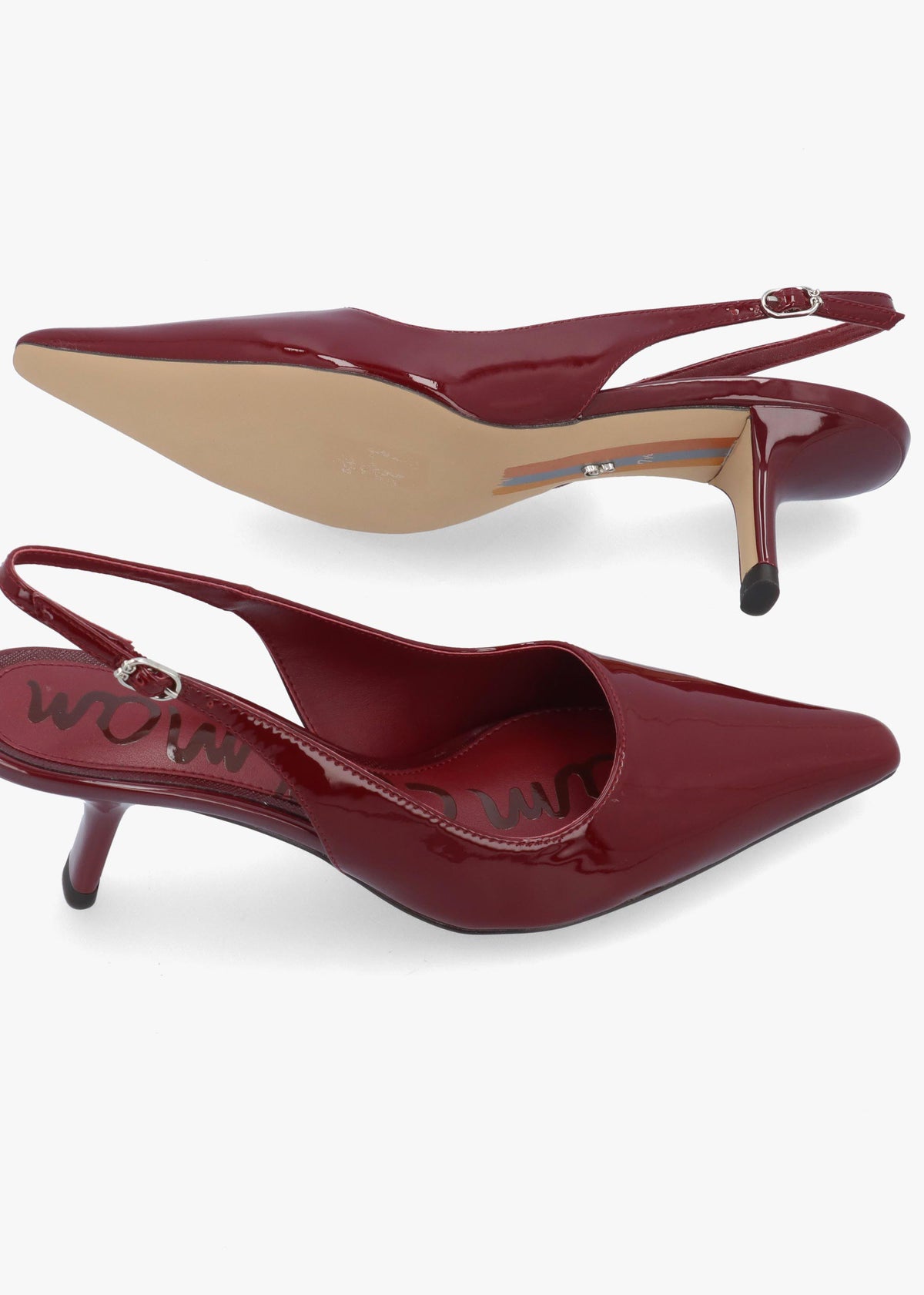 Bianka Burgundy Patent Leather Sling Back Court Shoes