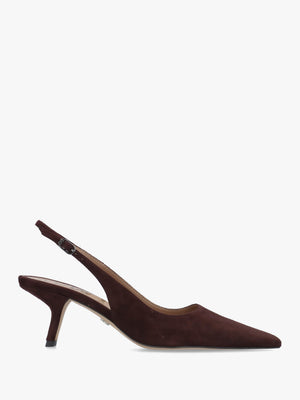 Bianka Chocolate Suede Sling Back Court Shoes