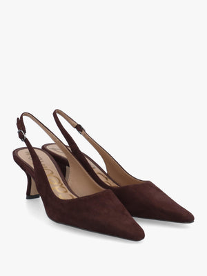 Bianka Chocolate Suede Sling Back Court Shoes