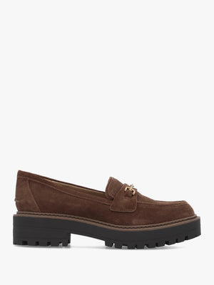 Lea Dark Brown Suede Snaffle Chunky Loafers