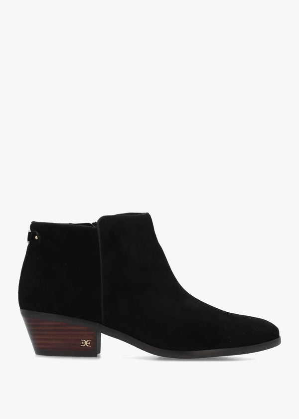 Petty Black Suede Stacked Heel Ankle Boots
