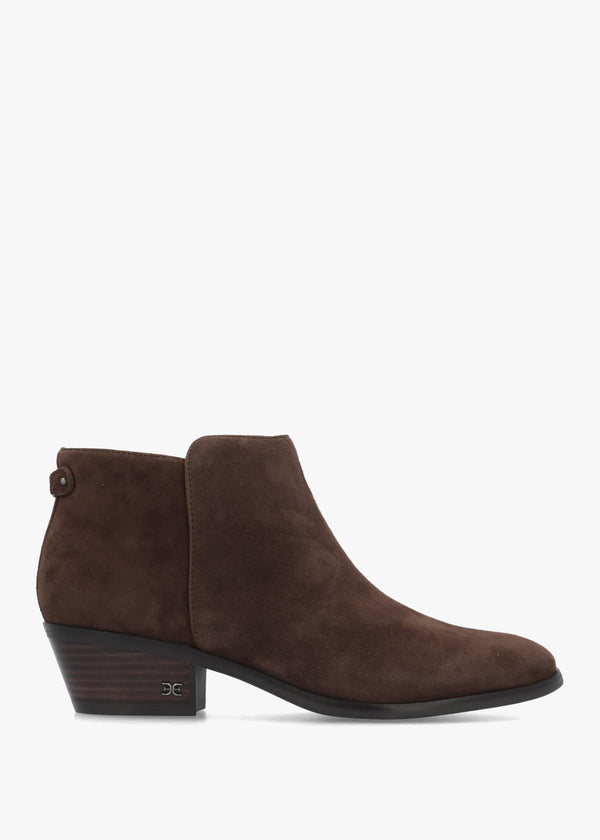 Petty Brown Suede Stacked Heel Ankle Boots