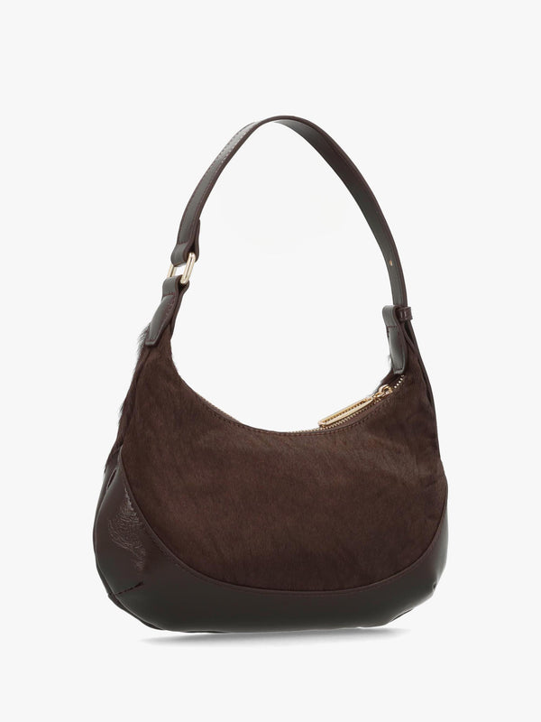 Valentino Apolline Pony Hair Caffé Hobo Bag