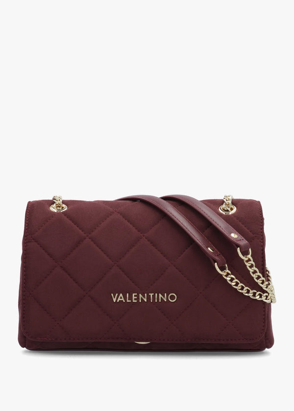 Large Quilted Ocarina Burgundy Suedette Satchel Bag