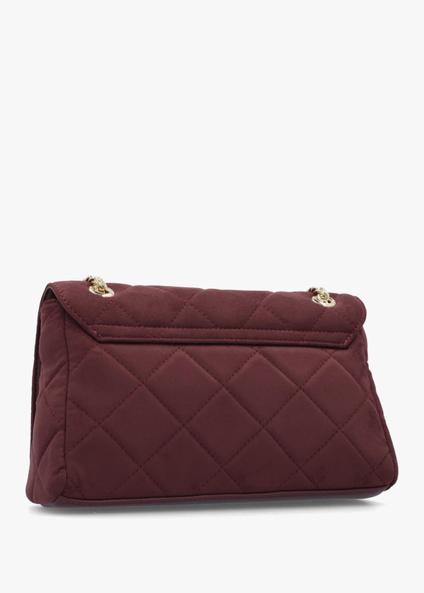 Large Quilted Ocarina Burgundy Suedette Satchel Bag