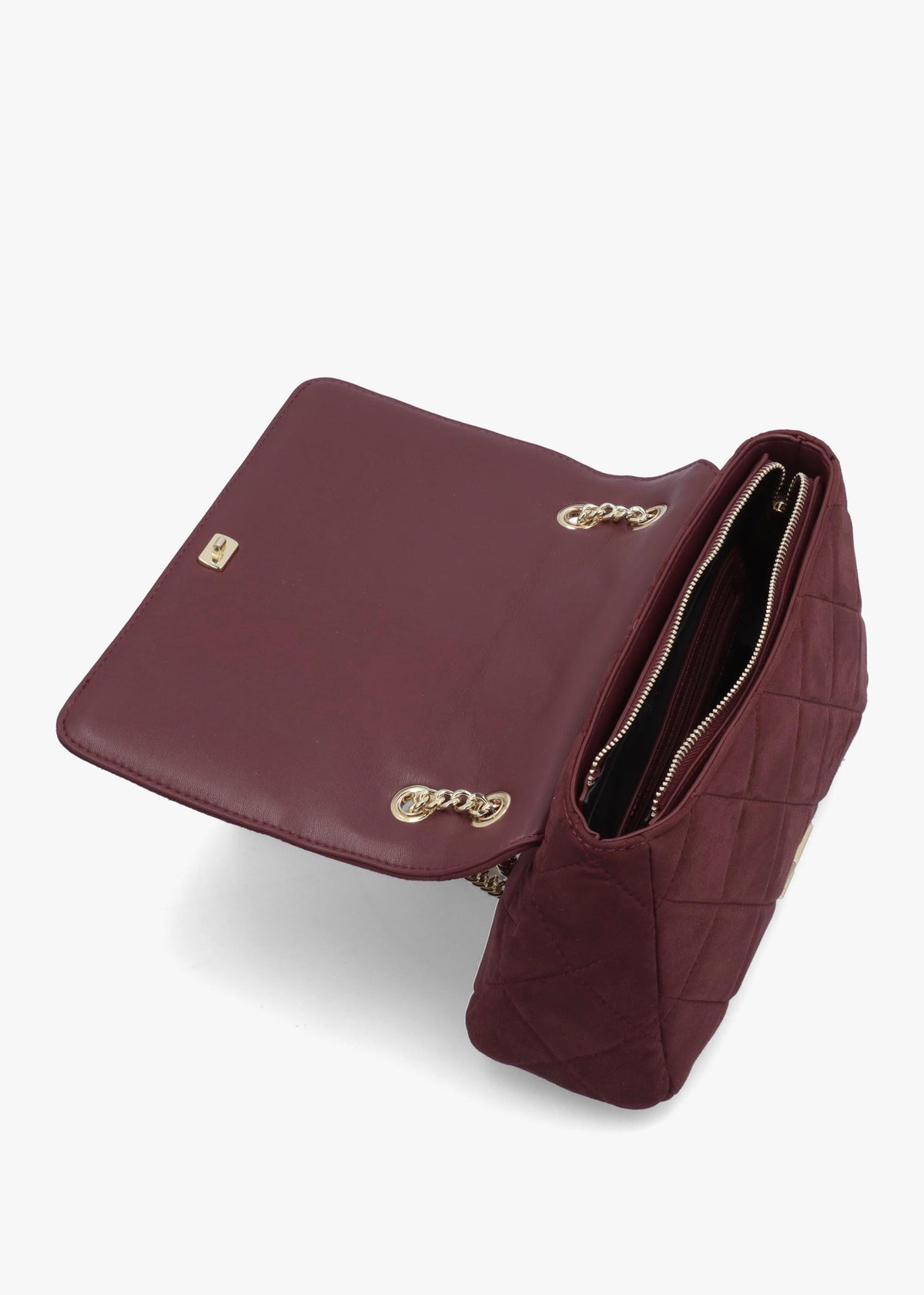 Large Quilted Ocarina Burgundy Suedette Satchel Bag