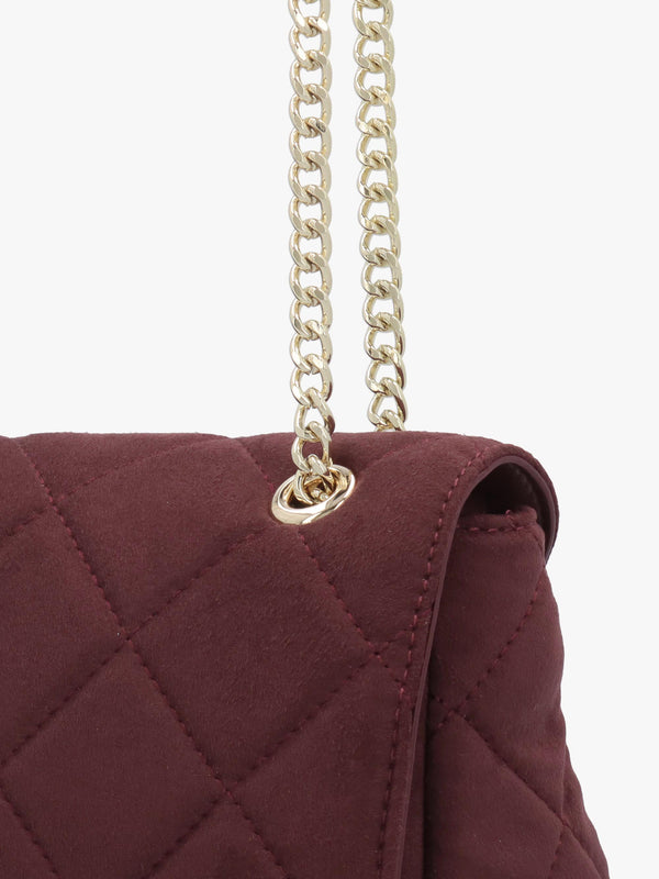 Large Quilted Ocarina Burgundy Suedette Satchel Bag