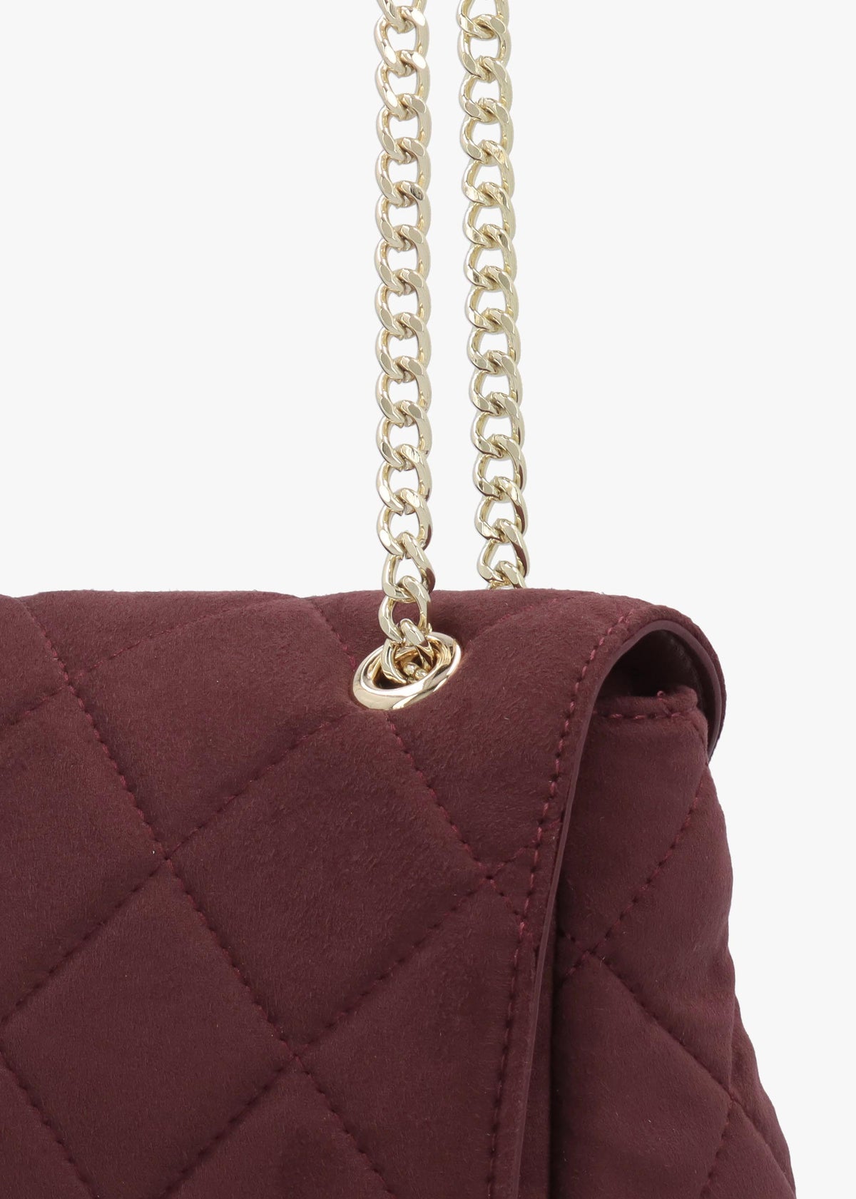 Large Quilted Ocarina Burgundy Suedette Satchel Bag