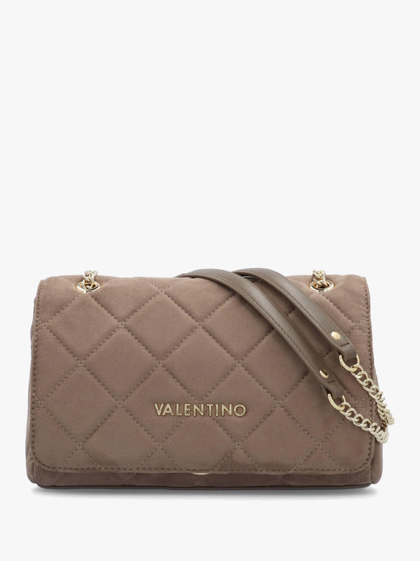 Large Quilted Ocarina Taupe Suedette Satchel Bag