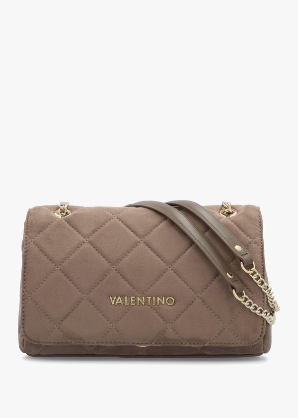 Large Quilted Ocarina Taupe Suedette Satchel Bag