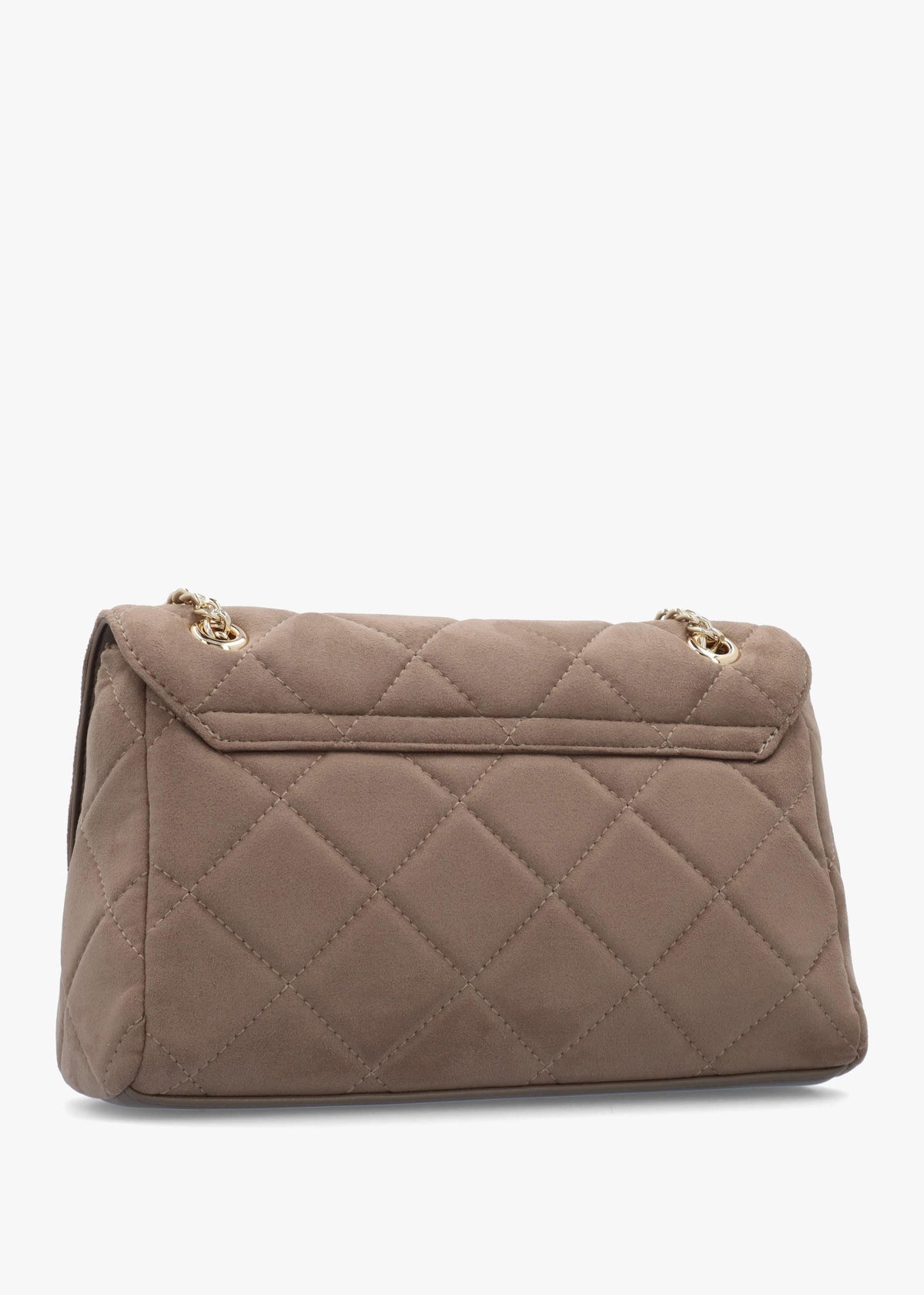 Large Quilted Ocarina Taupe Suedette Satchel Bag