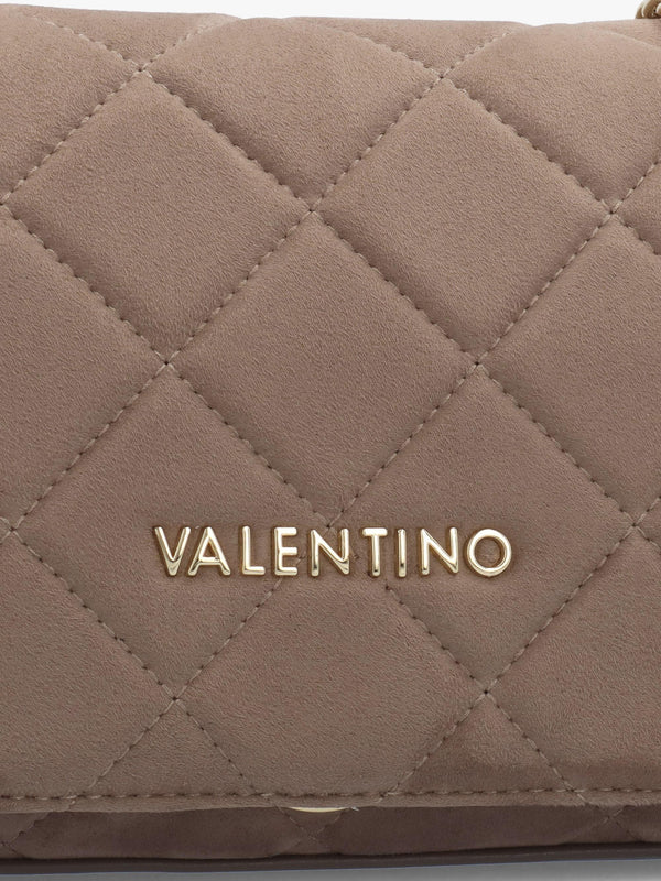 Large Quilted Ocarina Taupe Suedette Satchel Bag