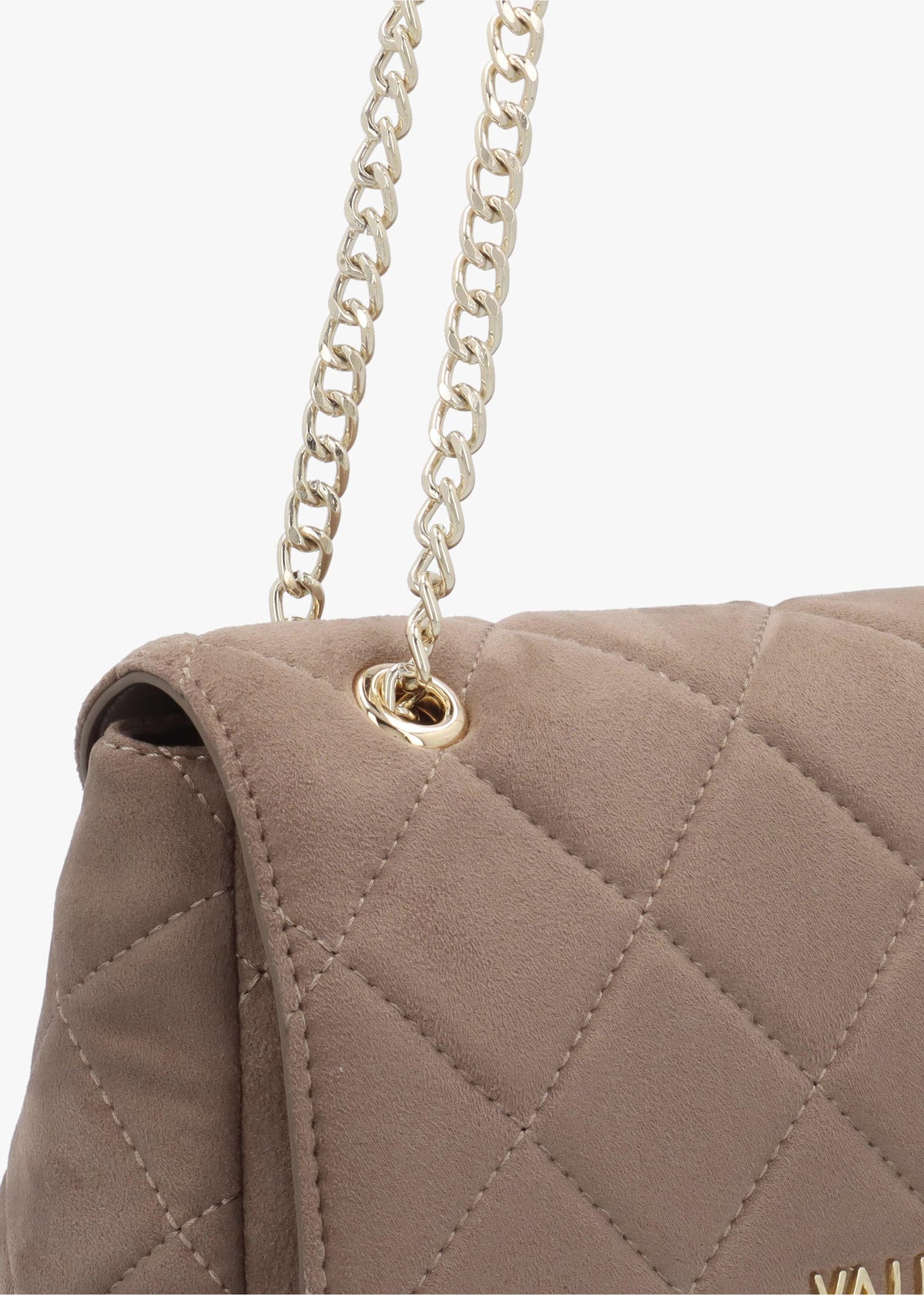 Large Quilted Ocarina Taupe Suedette Satchel Bag