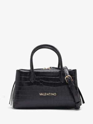 Valentino Bags Opaline Moc Croc Black Top Handle Bag