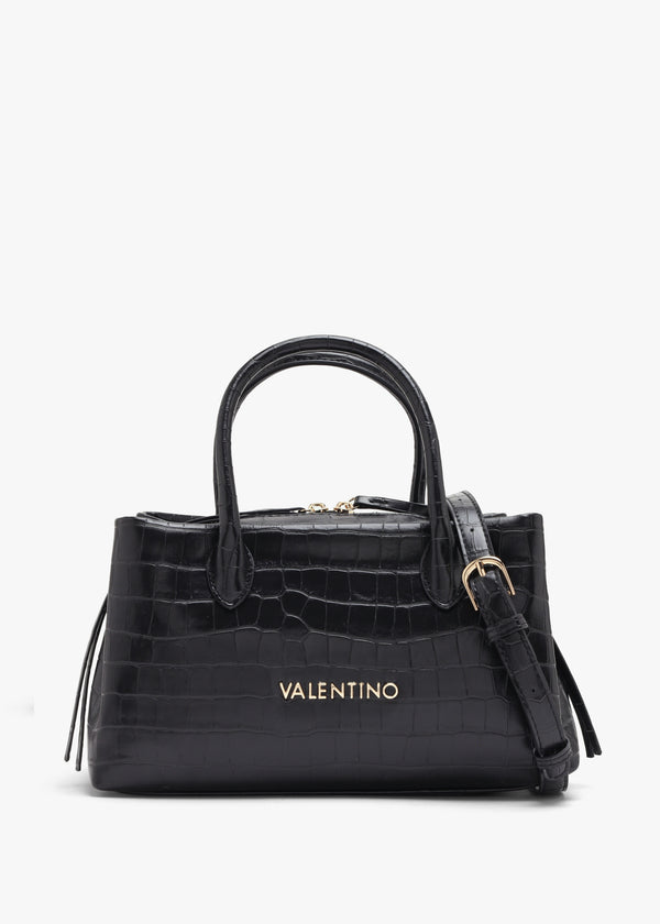 Valentino Bags Opaline Moc Croc Black Top Handle Bag