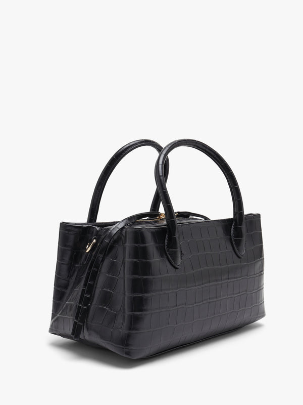 Valentino Bags Opaline Moc Croc Black Top Handle Bag