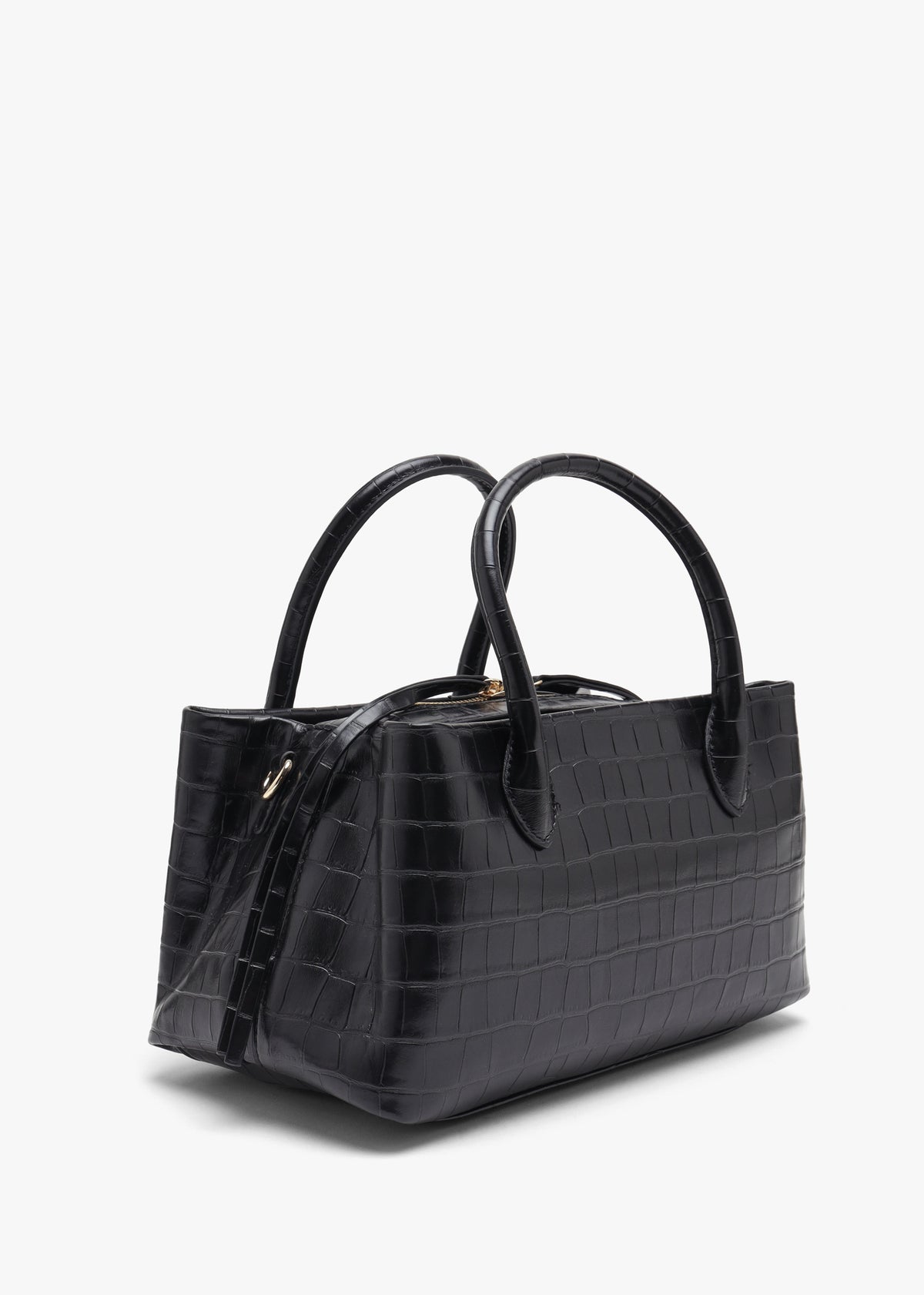 Valentino Bags Opaline Moc Croc Black Top Handle Bag