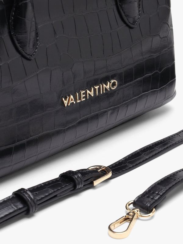 Valentino Bags Opaline Moc Croc Black Top Handle Bag