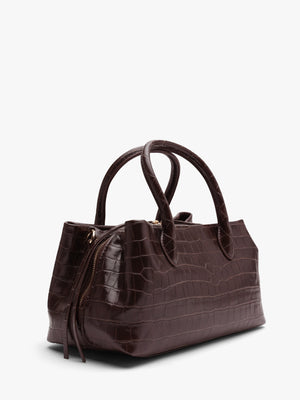 Valentino Bags Opaline Moc Croc Brown Top Handle Bag