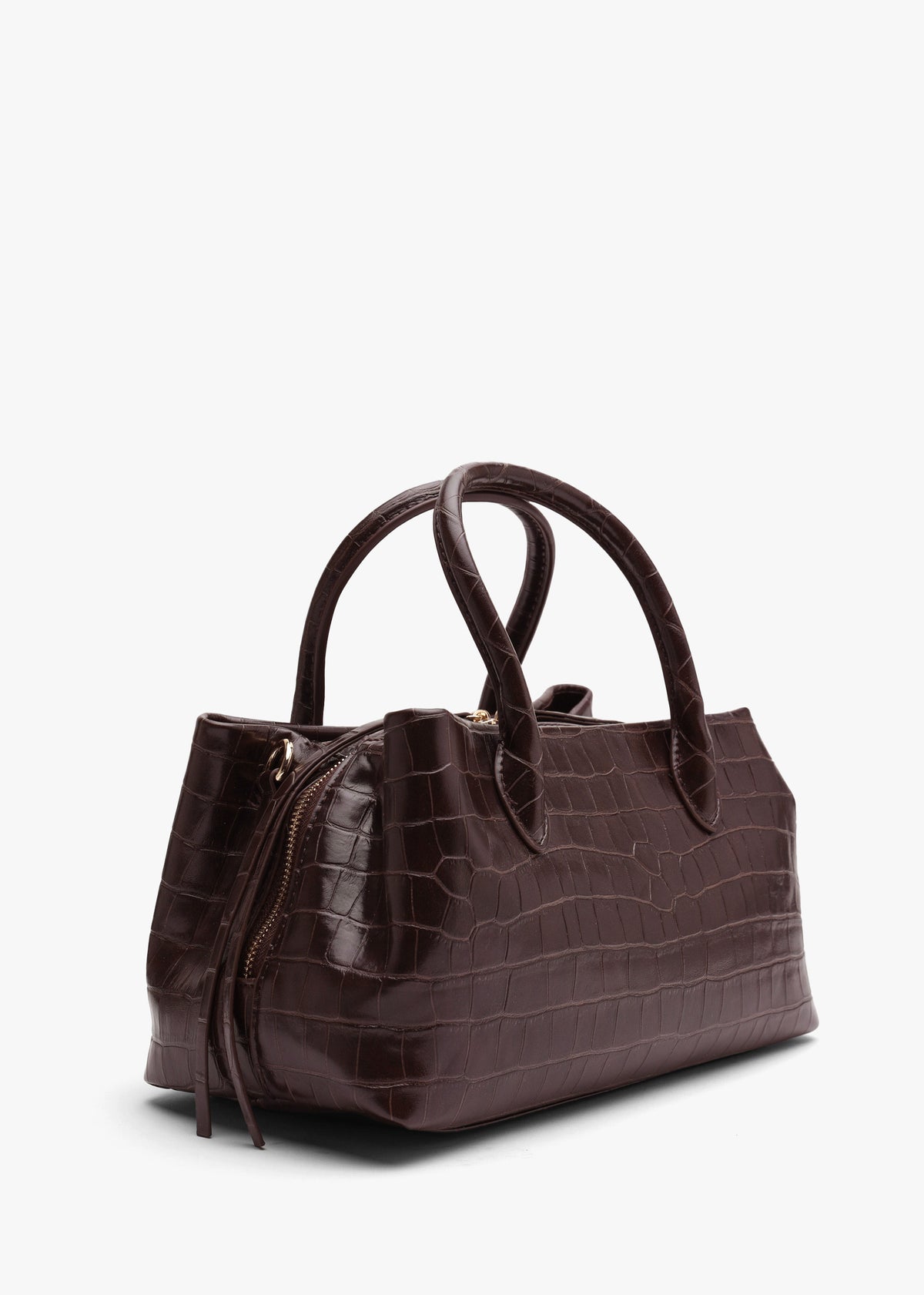 Valentino Bags Opaline Moc Croc Brown Top Handle Bag