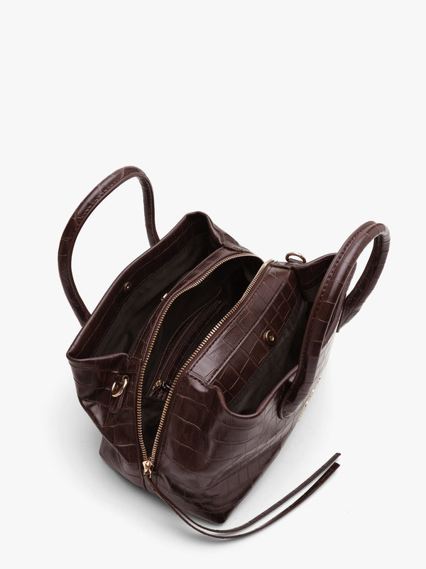 Valentino Bags Opaline Moc Croc Brown Top Handle Bag