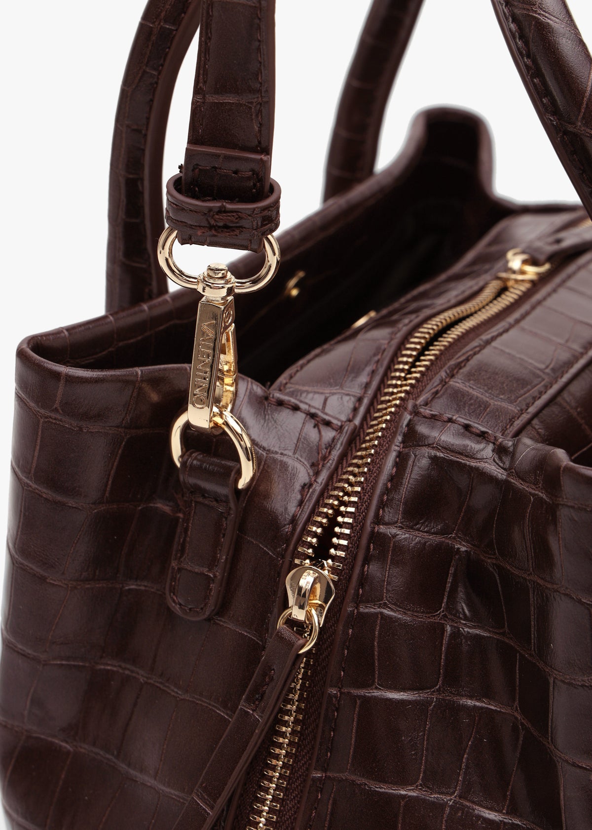 Valentino Bags Opaline Moc Croc Brown Top Handle Bag