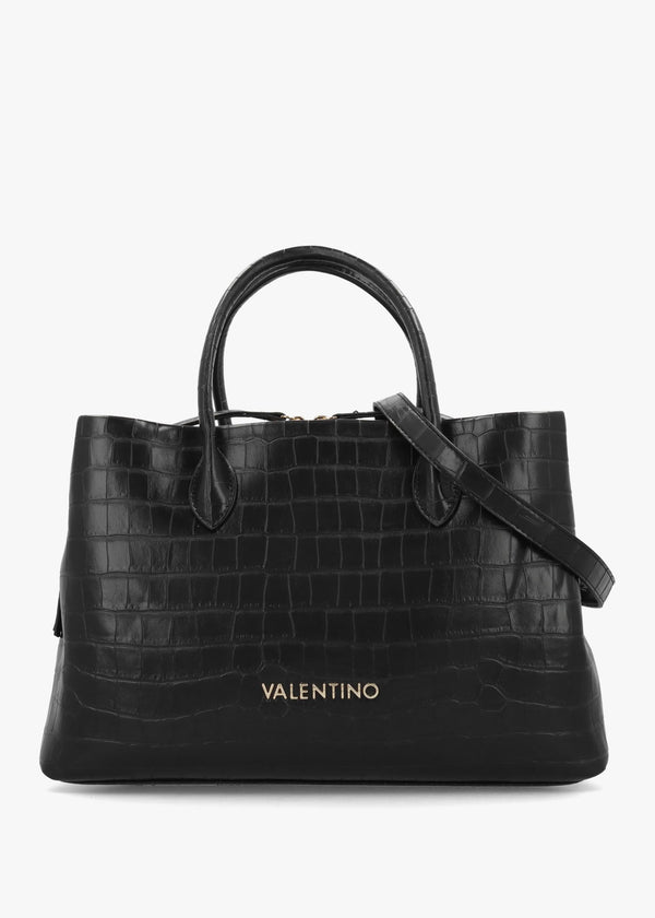 Valentino Bags Large Opaline Moc Croc Black Tote Bag